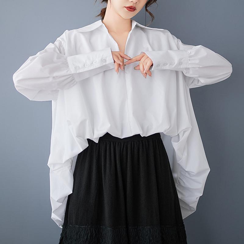 Dimanaf 2025 Taglie Forti Nuova Camicia Blusa Primavera Donna Manica Lunga Basic Moda Top T-shirt Larghe Tinta Unita