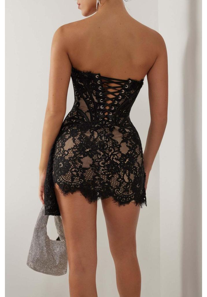 High-Quality One-Shoulder Lace Mini Bodycon Dress