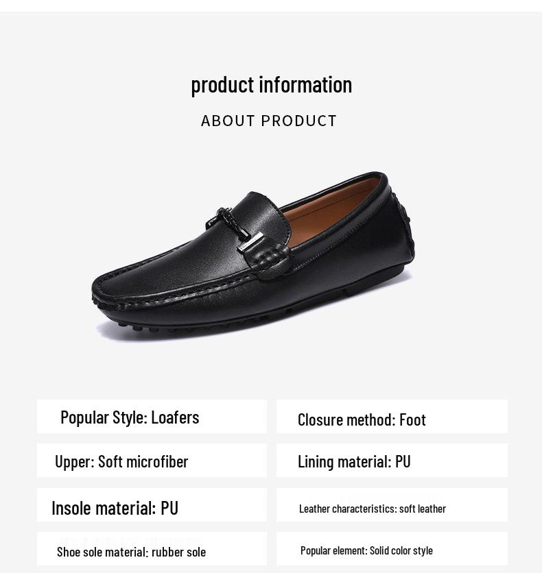 Men's Large Breathable Leather Loafers Slip-On Versatile Bean Shoes
