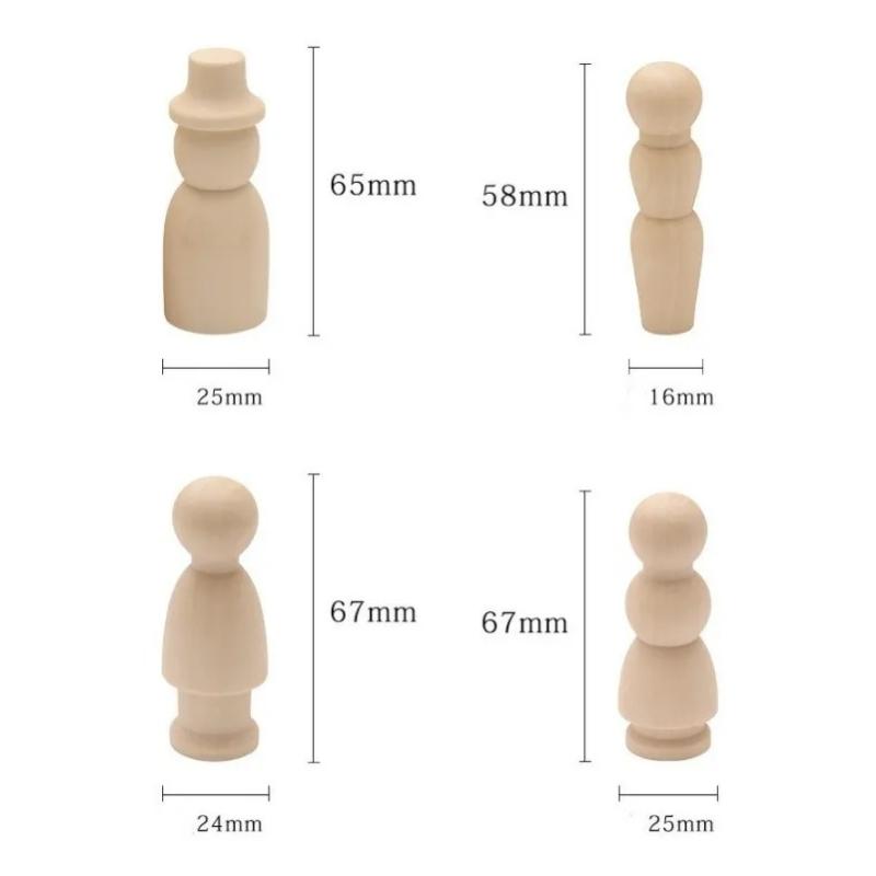 DIY children's painted wooden dolls boys 55 Pieces and girls graffiti small wooden man boxed mixed section