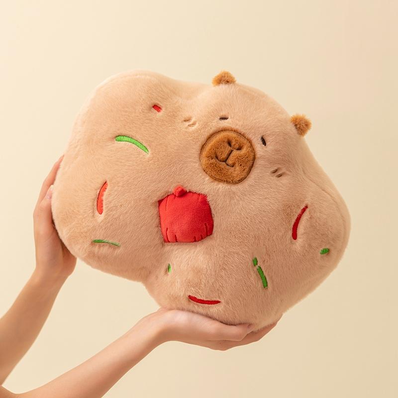 Non-Toxic Christmas Pillow Capybara Gingerbread Stuffed Throw Plush Sofa Backrest Home Room Decro