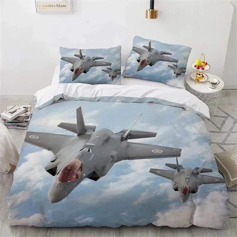 Top Airplane Duvet Cover King Queen Size Microfiber Flying Plane Bedding Set Aircraft Sky Print Comforter Cover Bed