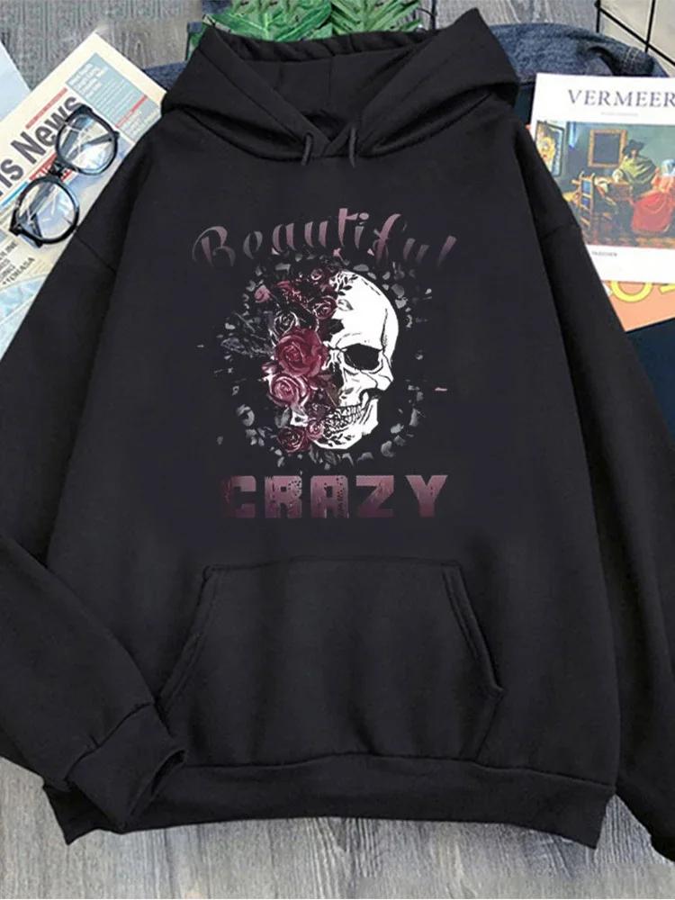 

Skull Letter Print Hoodie Casual Crew Neck Long Sleeve Crewneck Women s Clothing Casual Loose Fashion Autumn Women s Sweatshirts 3XL
