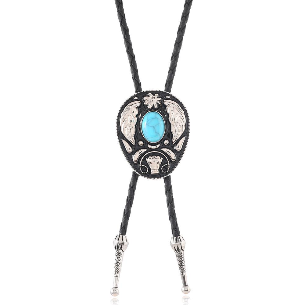 Turquoise Western Cowboy Bolo Tie Necklace for Couple - Men's and Women's