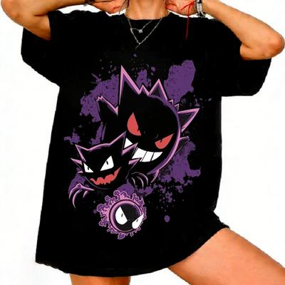Pokémon Japanese Anime TShirt Gengar Pikachu Unisexs Womens TShirt Boy Kid Short Sleeve Pokémon Summer Fashion Breathable Tops