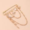 Full Diamond Crescent Star Brooch, New Metal Chain Pearl Pin Accessories