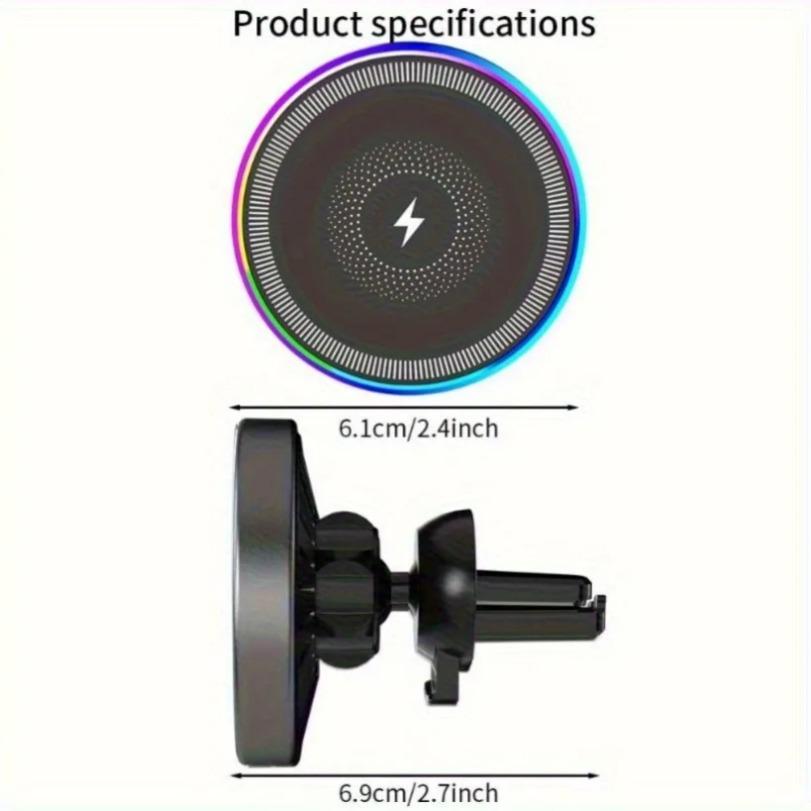 Xiaomi RGB Light Car Magnetic Wireless Charger Phone Holder Air Vent Stand For Magsafe iPhone 16 15 14 13 12 Pro Max Fast Charging Dock