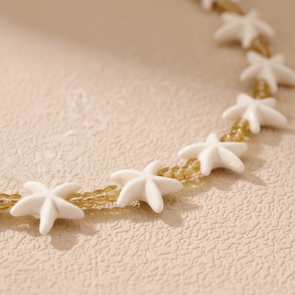 Texturierte Stränge Strand Boho Halskette mit Seestern Choker Neue Muschel Halskette für Damen Mädchen