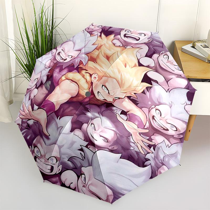 

1pc Dragon Ball Z Goku & Majin Buu Outdoor Umbrella - Automatic Opening/Closing, Portable 3-Fold Design with 8-Rib Iron Frame - Perfect Gift for Fans,