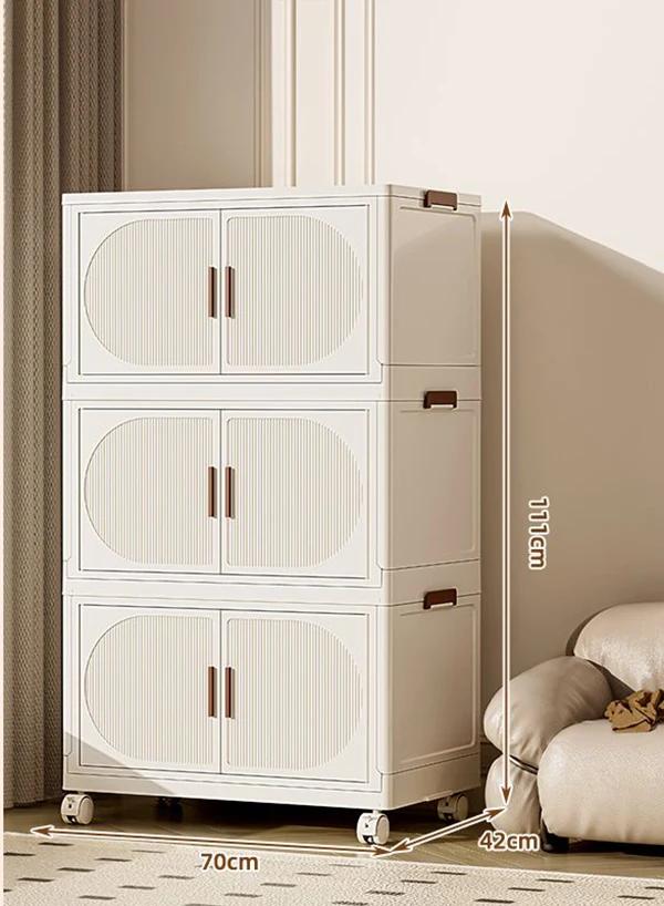 Folding Storage Box Storage Cabinet With Wheels Multifunctional Box With Pulley Household Sorting Wardrobe Organizer Container