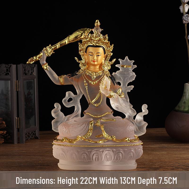 Manjushri Bodhisattva Water Glaze Resin Statue for Home Altar or Living Room Décor