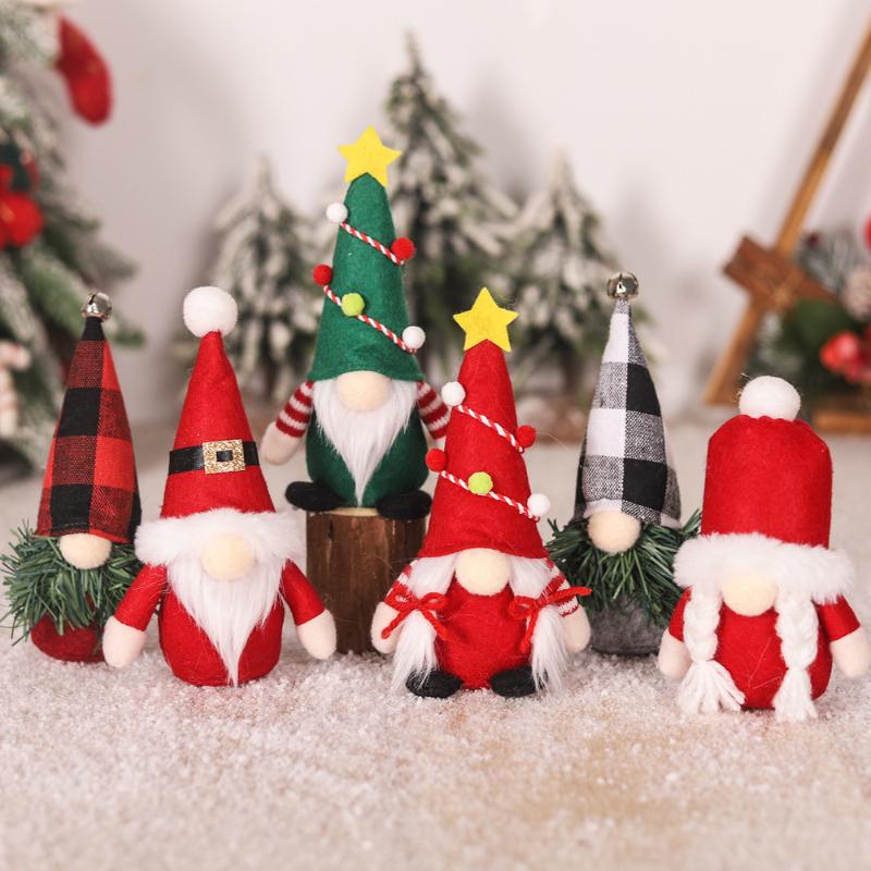 Christmas Festival Faceless Dwarf Doll Ornaments Red Grey And Green Dolls Window Decoration Props