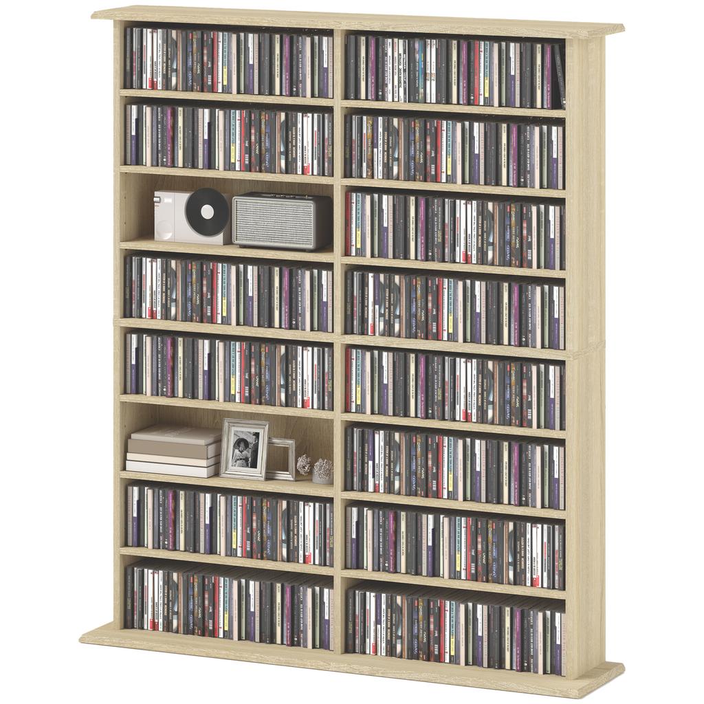 Estantería para Medios de 16 Compartimentos - Acabado Madera Natural
