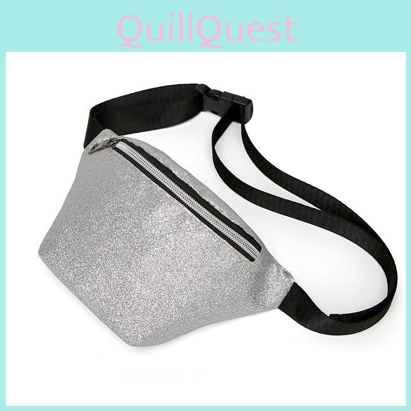 Fashionable Pure Color Chest Bag With Shiny Sequins And Soft Pu Leather For Women