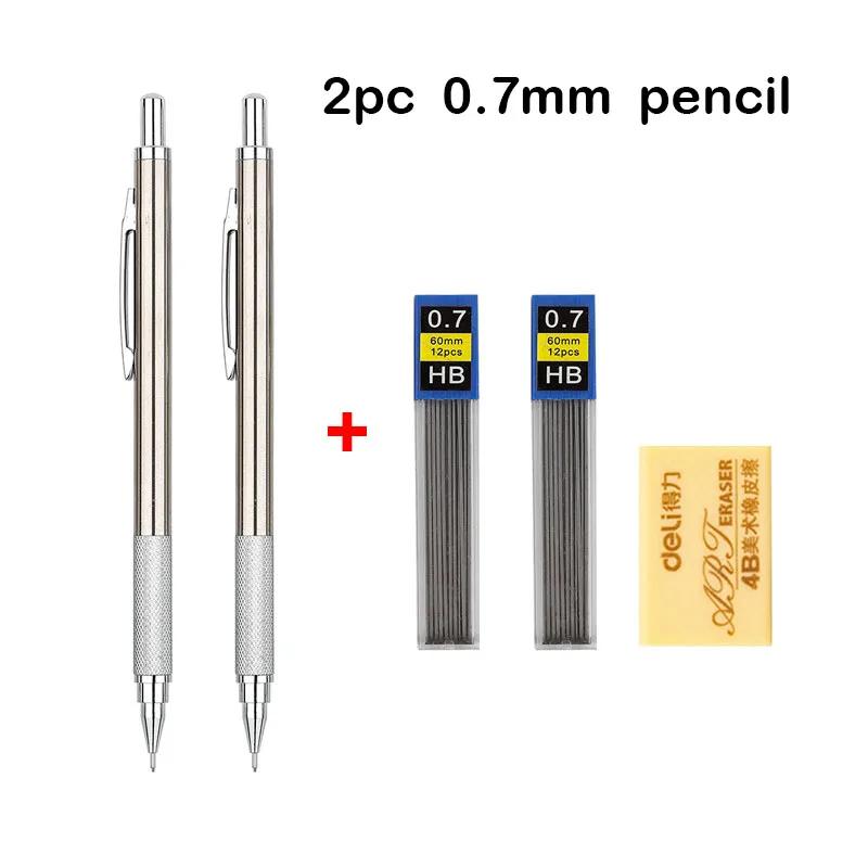 Xiaomi Full Metal Mechanical Pencil Set 0.5 0.7 0.9 1.3 2.0mm Press Propelling Pencils with HB Lead Refills for Drawing Stationery