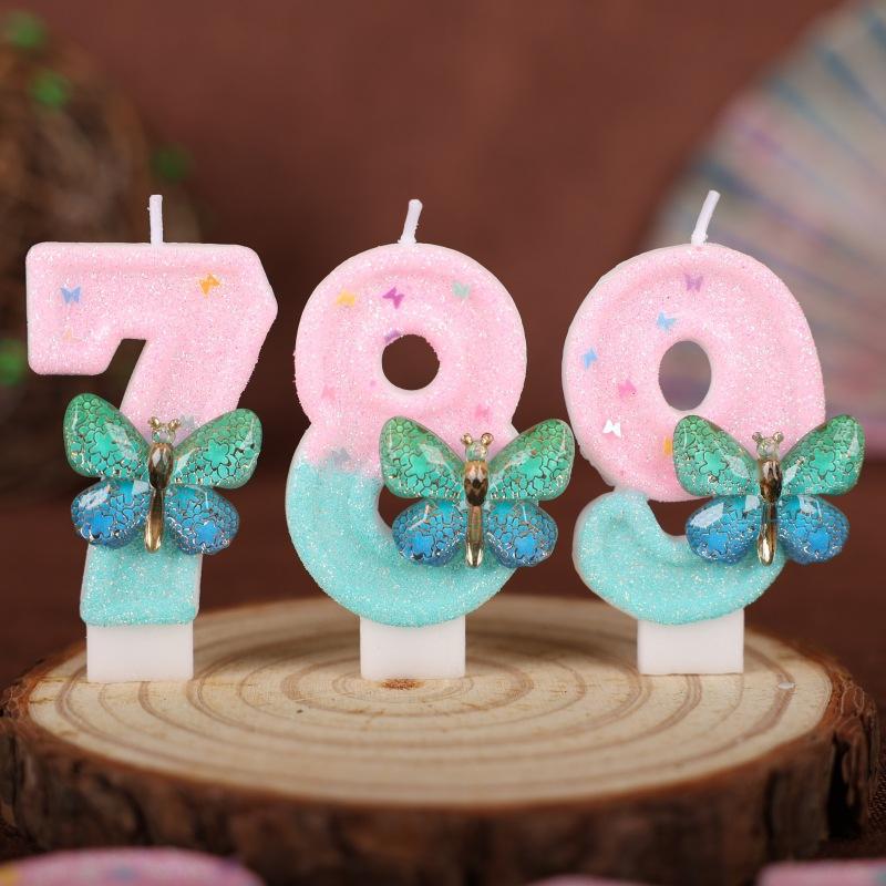 Butterfly Number Birthday Candle Cake Party Decoration Birthday Handmade Candle 0-9