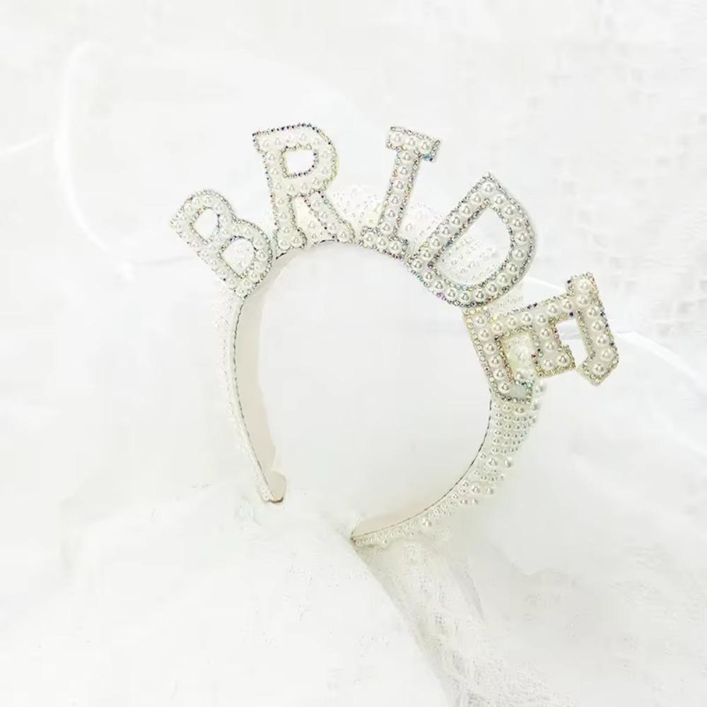 Bride To Be Pearl Crown Headband Bach Bachelorette Hen Party Bridal Shower Wedding Engagement Rehearsal Dinner Decoration Gift