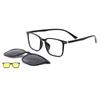 3-in-1 Square Ultralight TR90 Men's Polarized Clip-On Sunglasses & Night Vision Lightweight Durable Glasses Frames for Driving