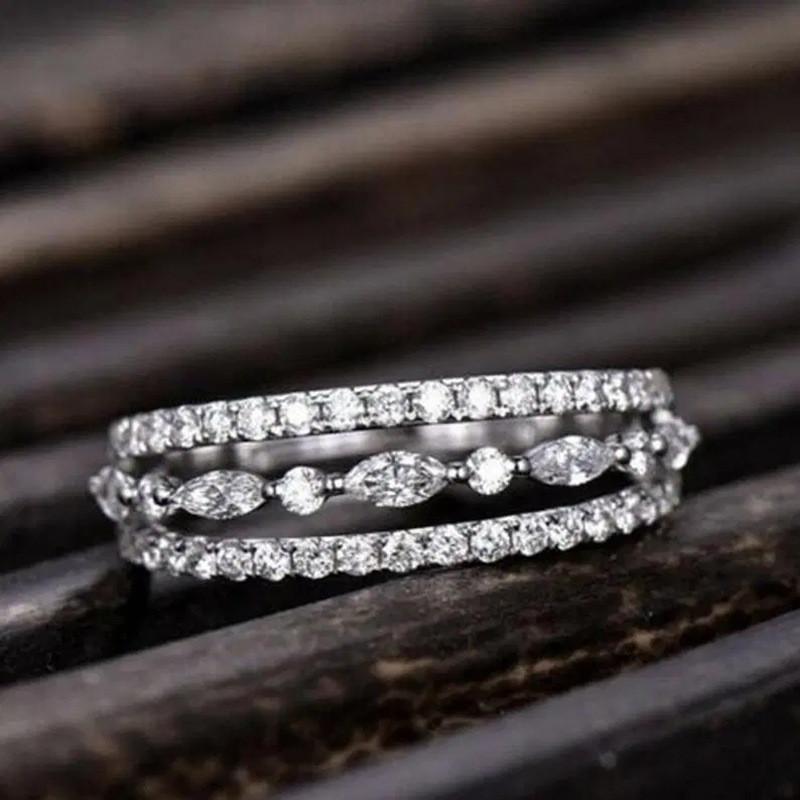 CopperFinger Rings for Women Dazzling White Cubic Zirconia Wedding Marriage Party Ring Fashion Jewelry