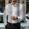 2026 Hot Selling Men's Shirt Gradient Printed Shirt Street Style Lapel Slim Fit Long Sleeved Shirt Business Casual Top