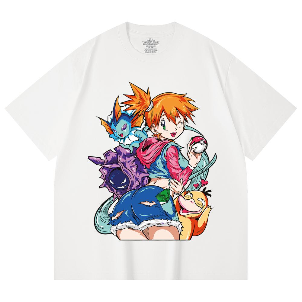 230 g/m² 100% Baumwolle Pokemon V17 Misty Print Unisex Schweres Baumwoll-T-Shirt