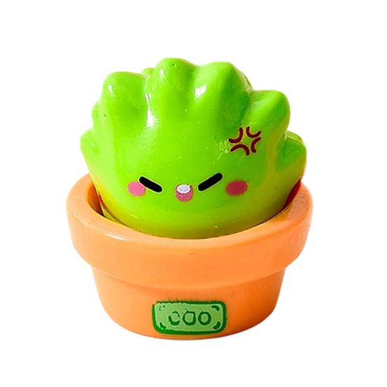 

Micro Landscape Ornaments Cartoon Grass with Cute Expressions Statues Resin Stress Relief Collectible Toy for Office Car C