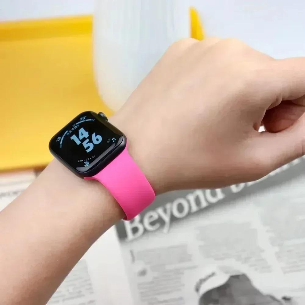 Silicone Band For Apple Watch straps 45mm 44mm 40mm 41mm 42mm-46mm sport bracelet iwatch series 8 7 6 5 4 3 SE 9 10 Ultra 2 49mm