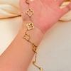 Gold Stainless Steel Bracelet Set with Nail and Clover Design - European and American Style Bangles