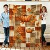 Pumpkin and Autumn Leaves Flannel Blanket Soft Cozy Throws Napping Travel Use