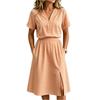 Women's Plaid Two-Piece Outfit, Short Sleeve Button Top with Pocket and Matching Skirt, Summer Casual Set