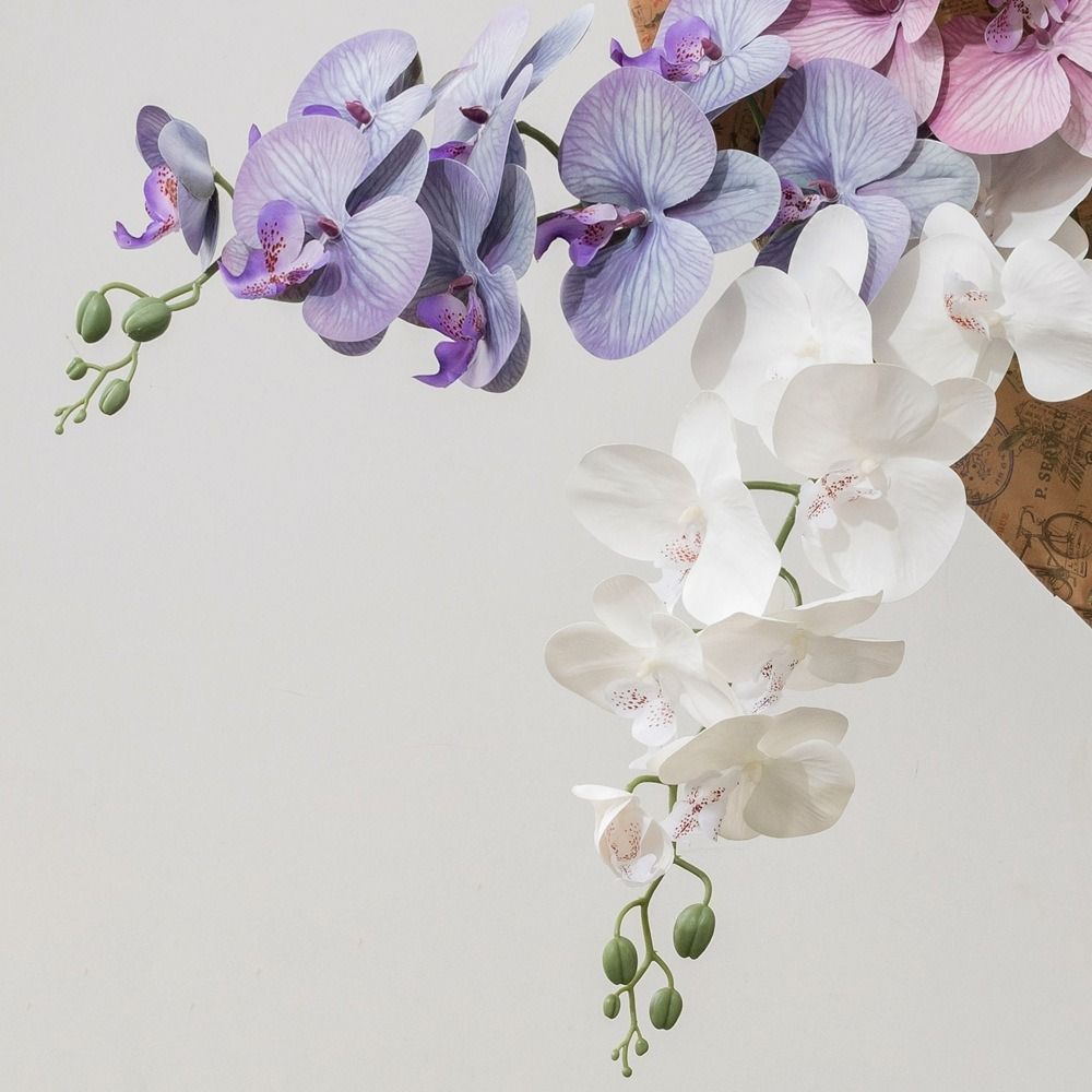 9 Head Artificial Phalaenopsis Branches Realistic Real Touch Fake Flowers Handmade Artificial Butterfly Orchid Flower