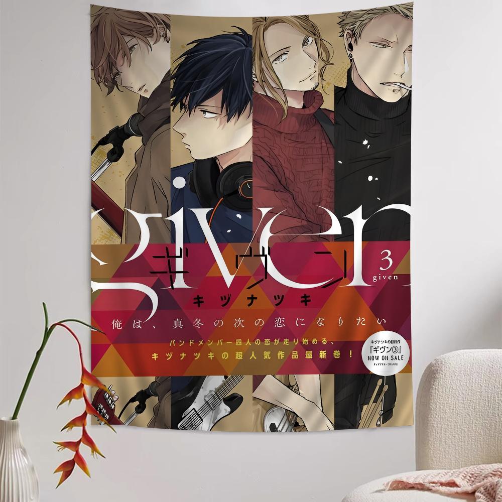 Given Anime Tapestry Tarot Hippie Wall Hanging Dormitory Wall Art Sheet for Bedroom Living Room Home Decor Design