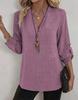 Spring/Summer 2026 European & American Women's Plus Size V-Neck Solid Color Casual Loose Shirt