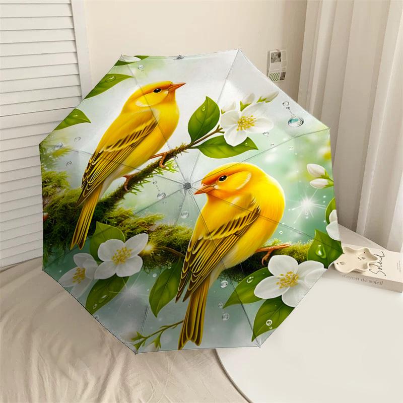 

1PC birds flowers Automatic Open/Close Umbrella with Windproof, 8-Rib Sturdy Canopy, Durable Ribs, Fashionable Design1213A