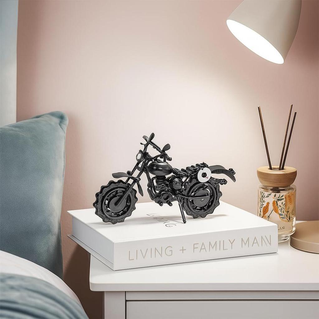 Motorcycle Gifts for Men Unique, Birthday Gifts for Men & Women Riders, Vintage Home Office Decor, Scrap Metal Motorcycle Art