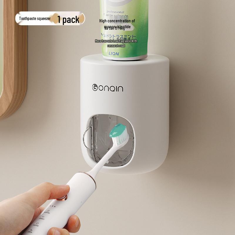 Punch-Free Wall-Mounted Toothbrush and Gargle Cup Holder