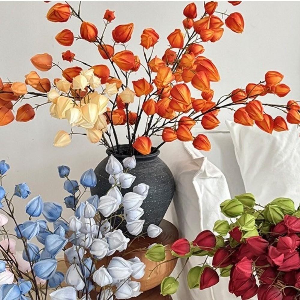 Lifelike Artificial Lantern Flower Real Touch Simulation Flower Branch  Living Room