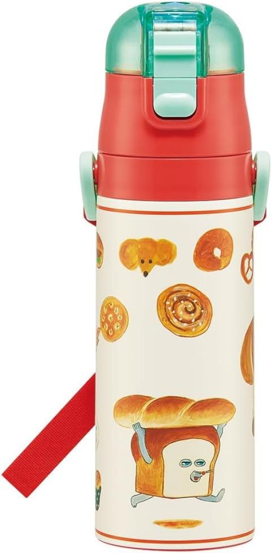 

Pan Dorobo Stainless Steel One-Touch Water Bottle, Direct Drinking, Sports Bottle, Insulated, 470ml Set (Water Bottle, Name Sticker)