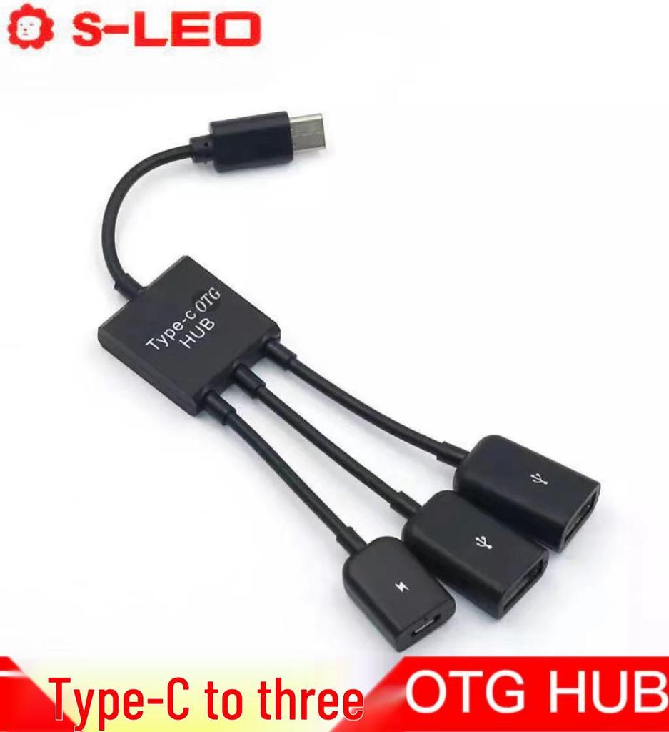 Micro USB OTG Hub Expansion Dock: One-to-Three Splitter with Power Supply for Mobile and Tablet.