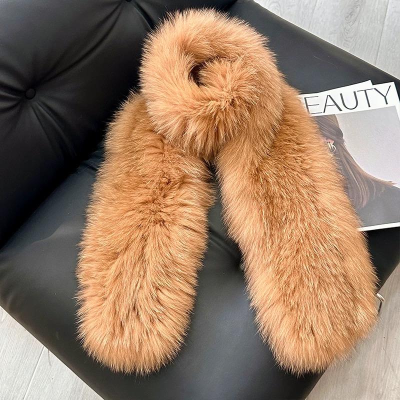 2025 Winter Fashion Luxury Fox Fur Scarf Woman Double-sided Thicken Soft Long Real Fur Scarf Neck Warmer