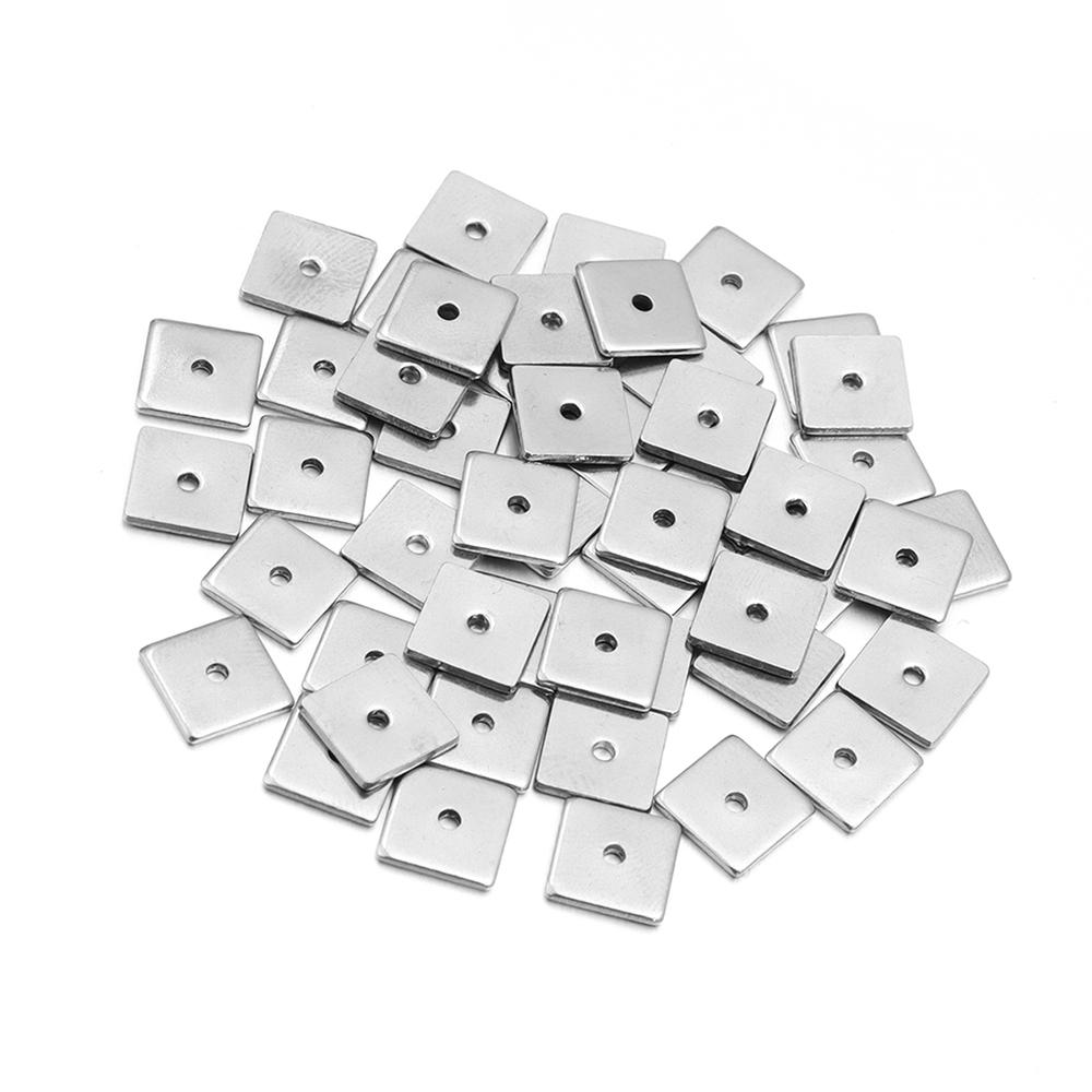 10-50pcs/lot 4-8mm Stainless Steel Flat Square Beads Loose Spacer Beads For Jewelry Making DIY Bracelet Necklace Accessories