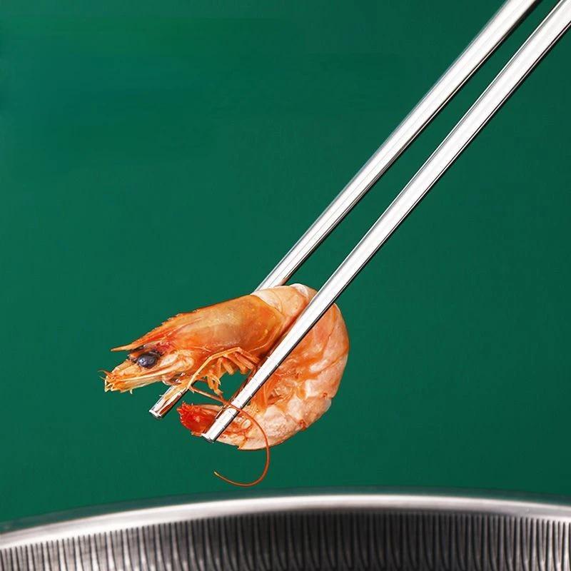 Prodloužené hůlky z nerezové oceli, protiskluzové hůlky, odolné proti opaření, extra dlouhé, vhodné na smažené nudle, horký hrnec, domácnost