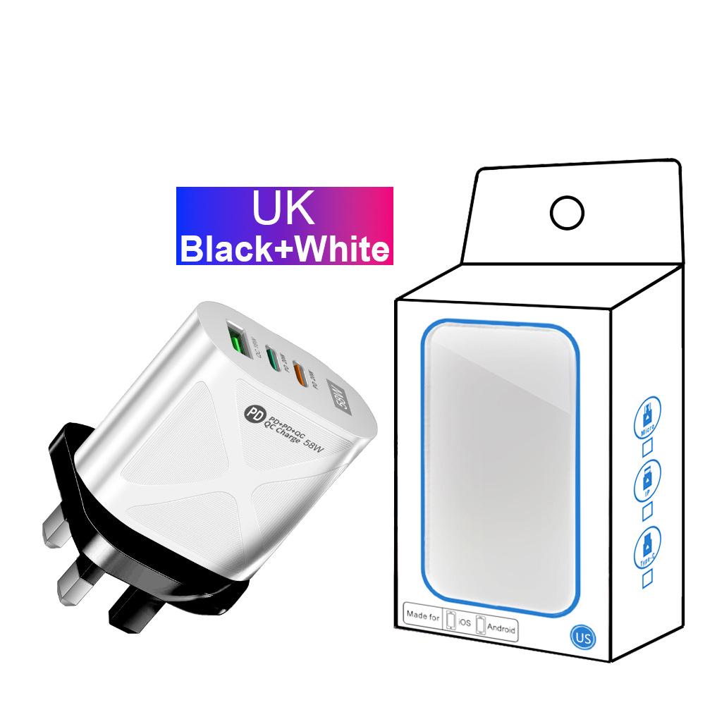 58W Dual Fast Charger with 2PD+QC3.0, EU/US/UK/AU Plugs