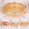 Golden Fruit Tray Creative Vintage Gold Round Square Fruit Plate Multi-Function Metal Snack Home Storage Plate Housewear
