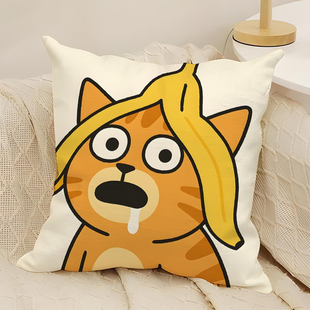 Fashing Cat Funny Party Pattern Pillow Case Natural Linen Double-Sided Printing Sofa Home Decor Cushion Cover