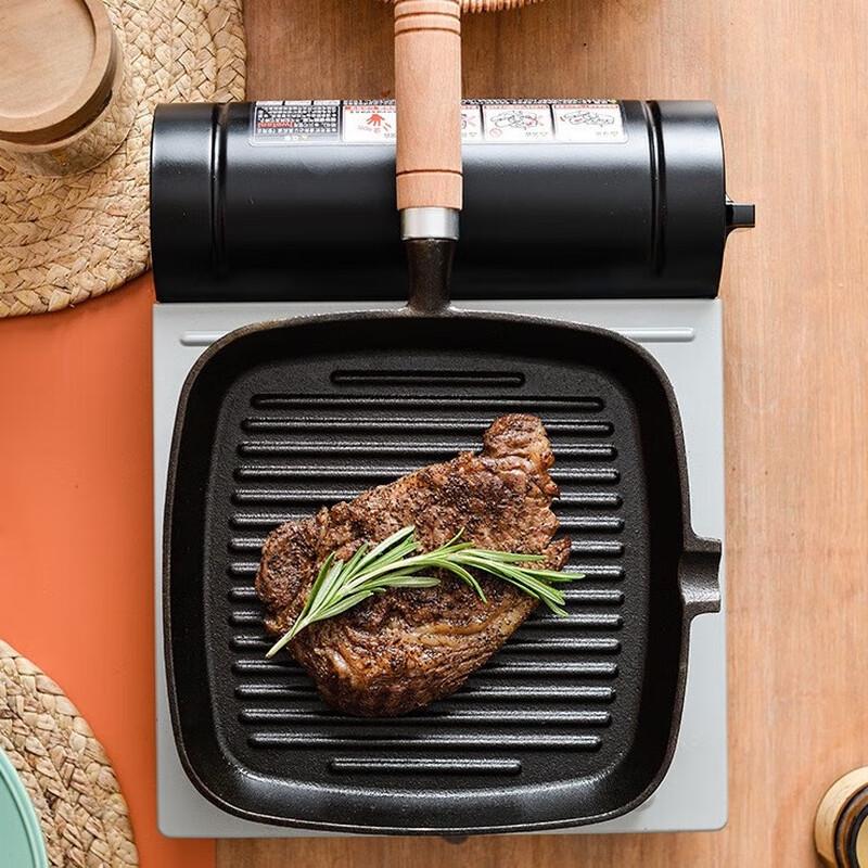 Mr. Jian 22cm Carbon Steel Striped Steak Frying Pan