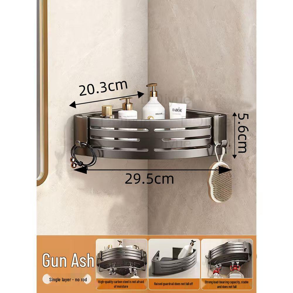 No-Punch Suction Cup Corner Rack: Bathroom Wall-Mounted Triangle Storage Basket