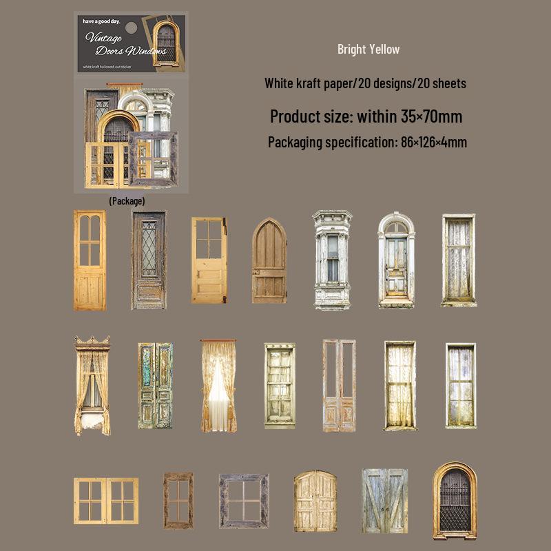 European Retro Courtyard Door & Window Collage Stickers: DIY Journal Decoration, 4 Styles