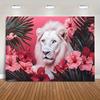 Luxury Lion and Hibiscus Print Tapestry 1pc Polyester Knit Fabric Wall Hanging Indoor Decor for Living Room Bedroom Office