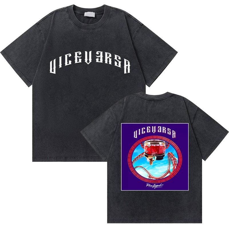Rapper Rauw Alejandro Cosa Nuestra Vintage Washed T Shirt Men Women Hip Hop Fashion Pop Music Tshirt Mens Oversized Tshirts